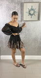 Black ruffle mini